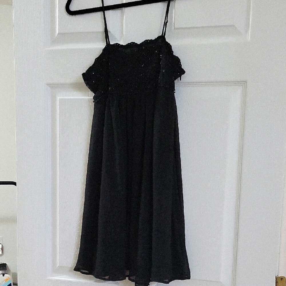 Forever Twenty One - Beaded Bodice  Black Spagetti Strap Dress